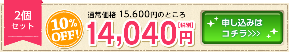10%OFF 2個セット 14,040円(税別) お申込みはこちら